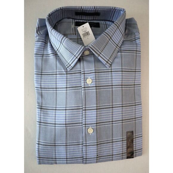 Banana Republic Men's Sz L Blue Plaid Athletic-Fit Wrinkle Resistant Dress Shirt - Picture 1 of 6